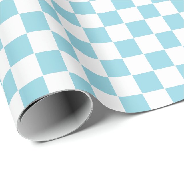 Kariert hellblau und weiß  geschenkpapier (Rolleneckpunkt)