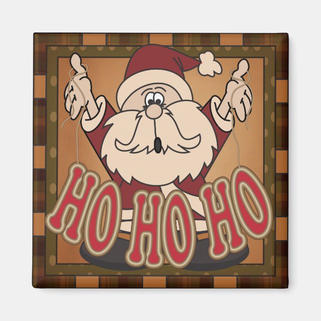 Kariert Ho Ho Ho Holiday Weihnachtsgeschenk Magnet (Vorne)