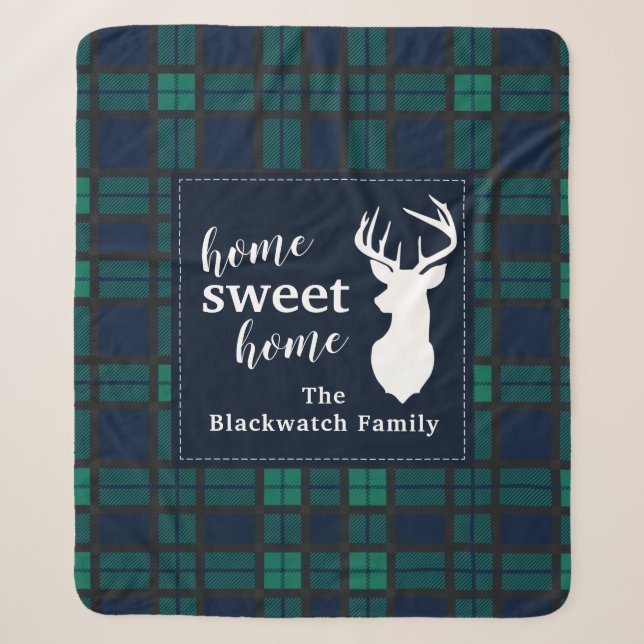 Kariert Holiday Clan Blackwatch Tartan Sherpadecke (Vorderseite)