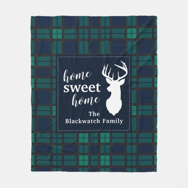 Kariert Holiday Tartan Clan Blackwatch Personalisi Fleecedecke (Vorderseite)