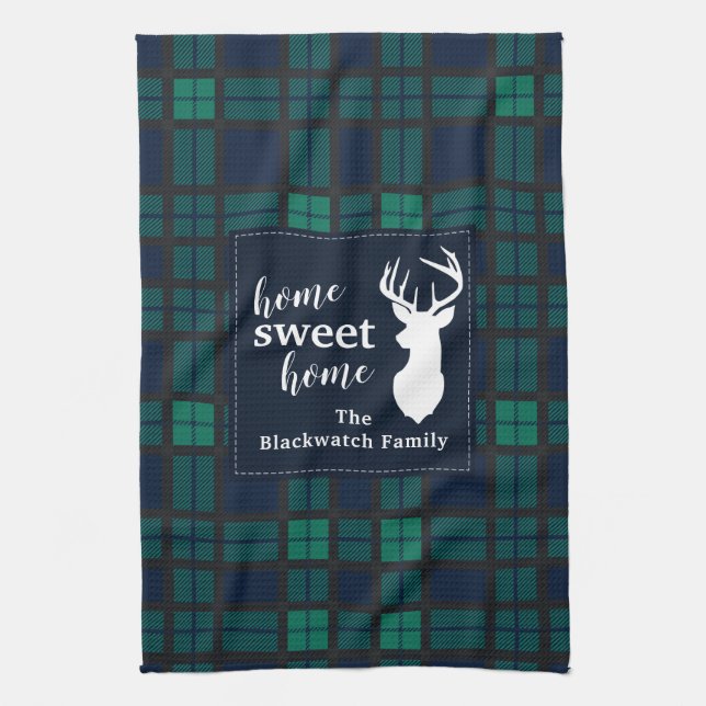 Kariert Holiday Tartan Clan Blackwatch Personalisi Geschirrtuch (Vertikal)