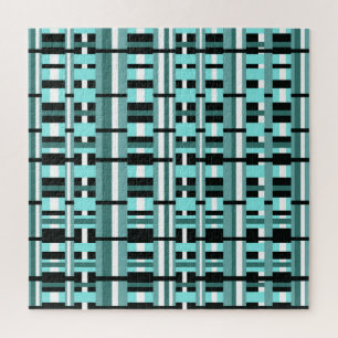 Kariert in Aqua, Aquamarin, Schwarz & Weiß