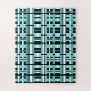 Kariert in Aqua, Aquamarin, Schwarz & Weiß