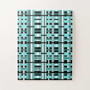 Kariert in Aqua, Aquamarin, Schwarz & Weiß
