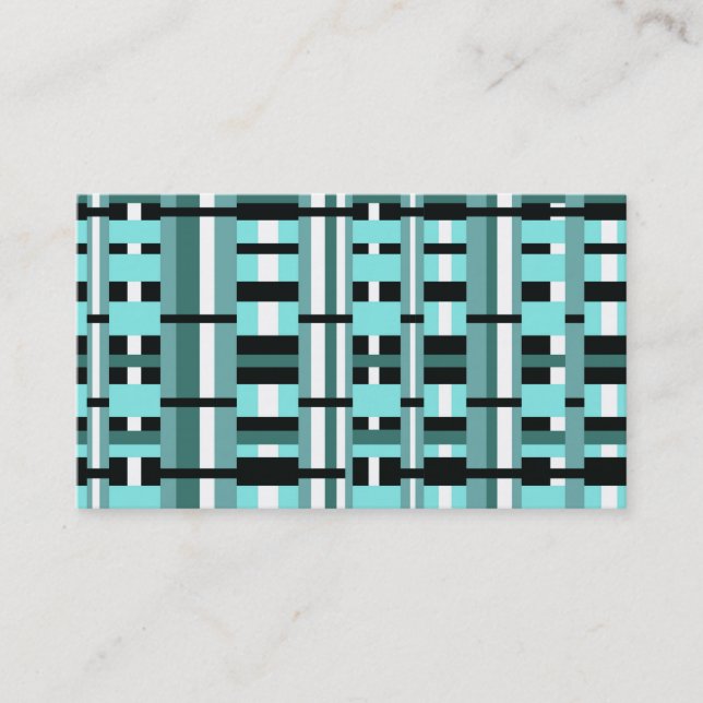 Kariert in Aqua, Aquamarin, Schwarz & Weiß Visitenkarte (Vorderseite)