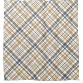 Kariert in Beige und Grau Duschvorhang