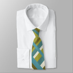 Kariert in Blue Green, Olive & Khaki Modern Patter Krawatte