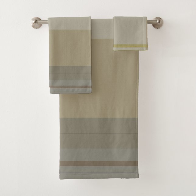 kariert in Gold, Silberkupfer, Grau und Beige Badhandtuch Set (Insitu)