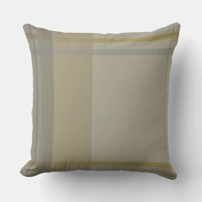 kariert in Gold, Silberkupfer, Grau und Beige Kissen (Vorderseite)