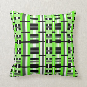 Kariert in Lime Green, Black & Grey Kissen