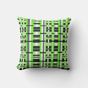 Kariert in Lime Green, Black & Grey Kissen
