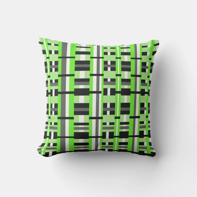 Kariert in Lime Green, Black & Grey Kissen (Vorderseite)