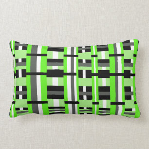 Kariert in Lime Green, Black & Grey Lendenkissen