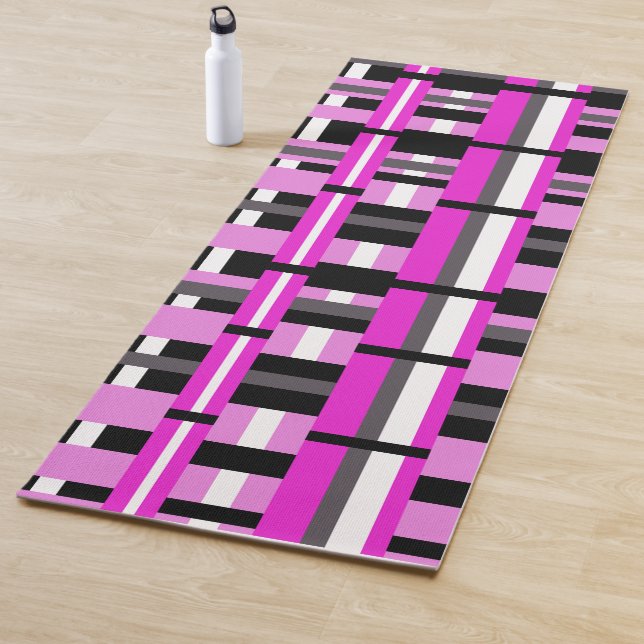 Kariert in Rosa, Schwarz und Grau Yogamatte (Beispiel)
