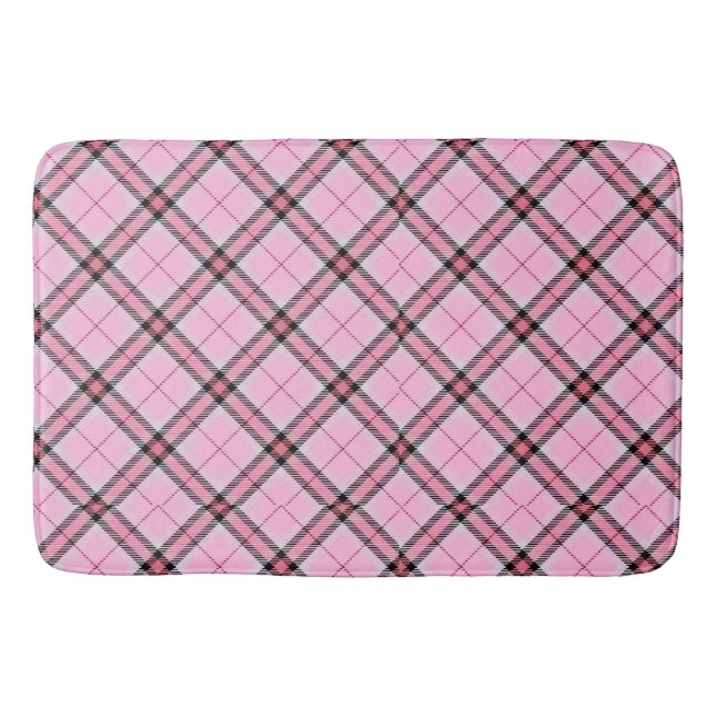 Kariert in Rosa und Schwarz Badematte (Vorderseite)