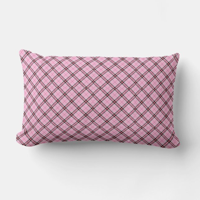 Kariert in Rosa und Schwarz Lendenkissen (Vorderseite)