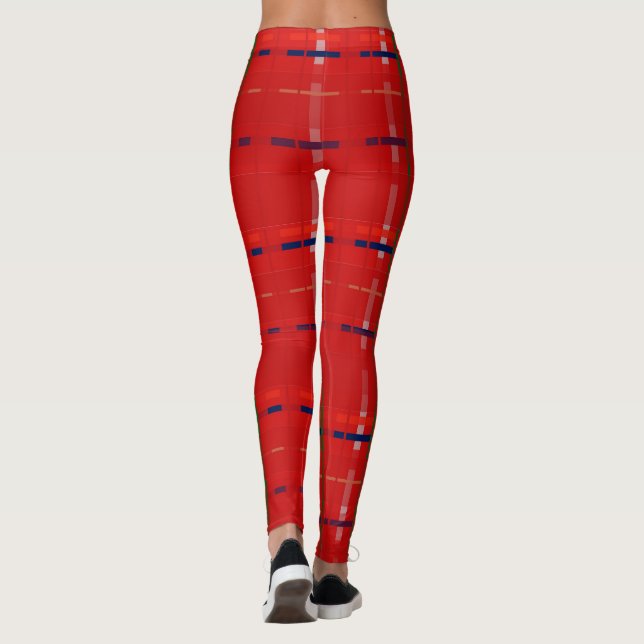 kariert in Rot, Gold, Grün, Silber und Blau Leggings (Rückseite)