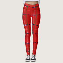 kariert in Rot, Gold, Grün, Silber und Blau Leggings
