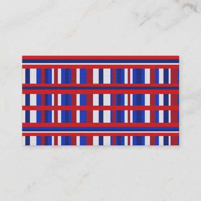 Kariert in Rot, Weiß und Blau Visitenkarte (Vorderseite)