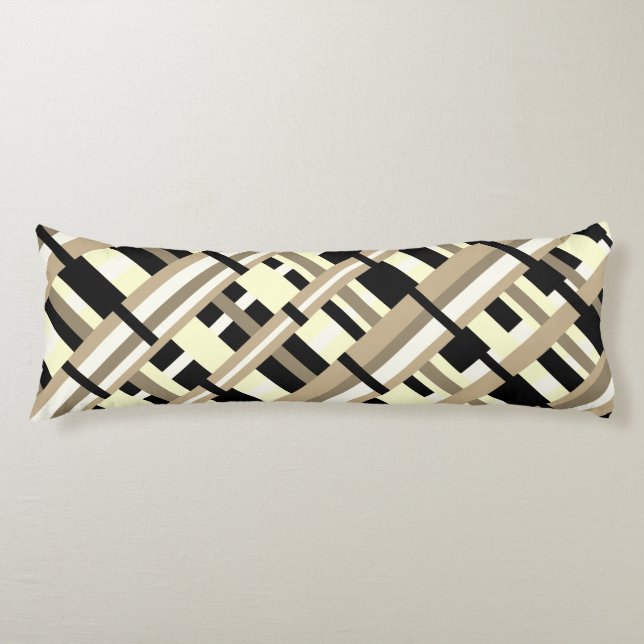 Kariert in Taupe, Tan, Black, White Diagonal Seitenschläferkissen (Vorderseite)