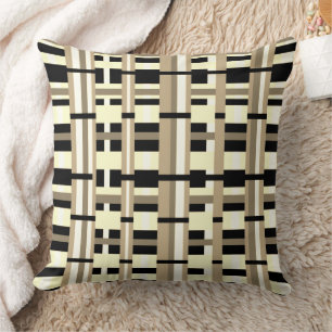 Kariert in Taupe, Tan, Black, White Modern Kissen