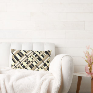 Kariert in Taupe, Tan, Black, White Modern Lendenkissen