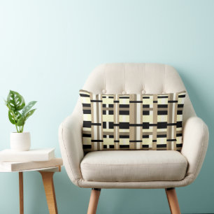 Kariert in Taupe, Tan, Black, White Modern Lendenkissen