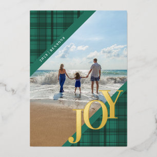 Kariert JOY Diagonal Turquoise Real Folien Feiertagskarte
