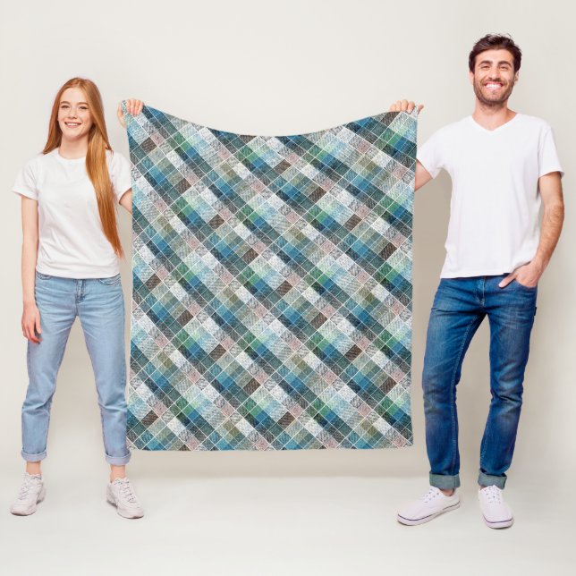 kariert, kartan, kariert, klassisch, blau, weiß fleecedecke (Beispiel)