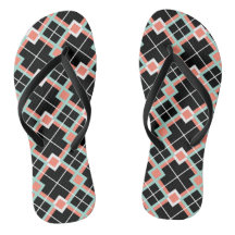 Kariert (Korallenminze Schwarz-weiß) Flip Flops