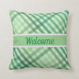 kariert, ländlich, willkommen, Ihr Text Kissen