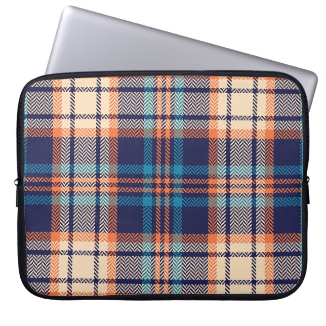 Kariert lebendig: Textildesign im Herbst Laptopschutzhülle (Vorderseite)