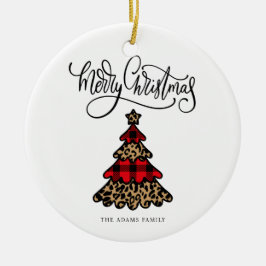 Kariert & Leopard drucken Weihnachtsbaum Keramik Ornament