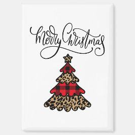 Kariert & Leopard drucken Weihnachtsbaum Magnet