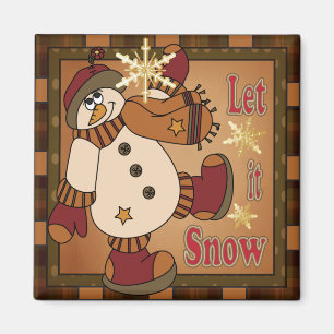 Kariert Let it Snow Snowman Geschenk Magnet