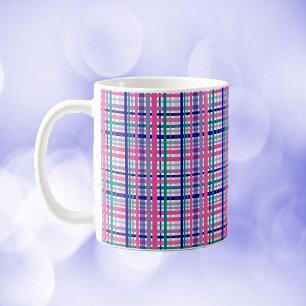 Kariert Lila Aquamarine Navy Blue Pink Kaffeetasse