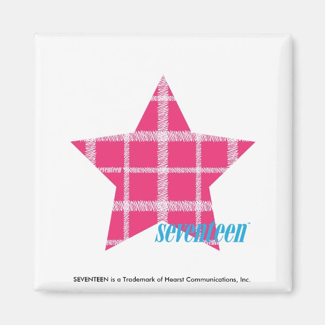Kariert Magenta 3 Magnet (Vorne)