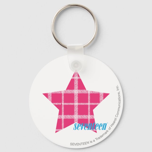 Kariert Magenta 3 Schlüsselanhänger (Vorderseite)