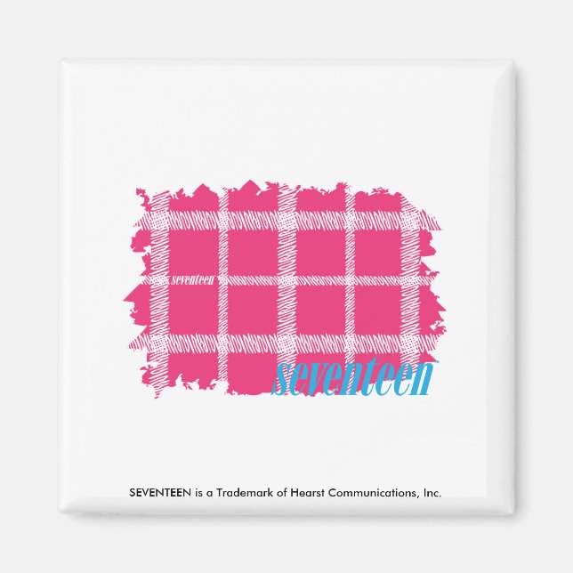 Kariert Magenta 4 Magnet (Vorne)