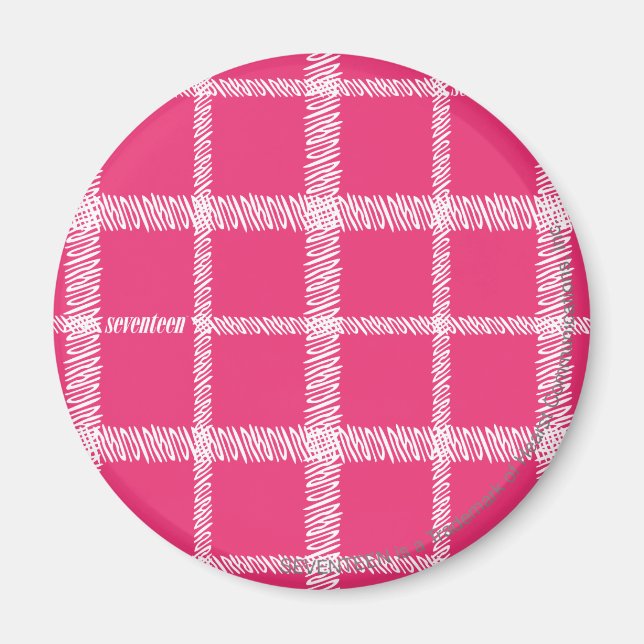 Kariert Magenta Magnet (Vorne)