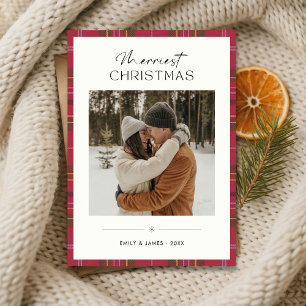Kariert Merriest Weihnachts Couple Foto Elfenbeink Feiertagskarte