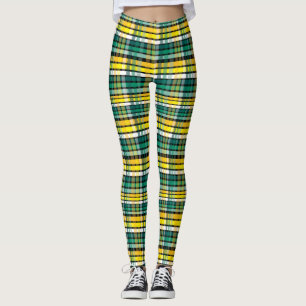 Kariert mit Aquamarin Gelb und Schwarz Leggings