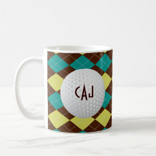 Kariert mit Golf-Ball, personalisierte Kaffeetasse