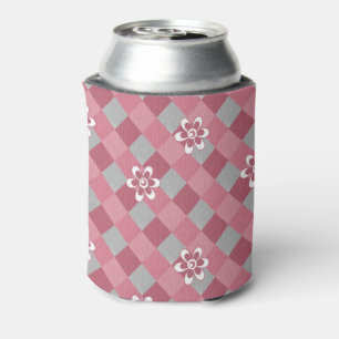 Kariert mit Kamille Blume in Grau und Rosa Dosenkühler