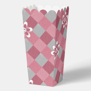Kariert mit Kamille Blume in Grau und Rosa Geschenkschachtel