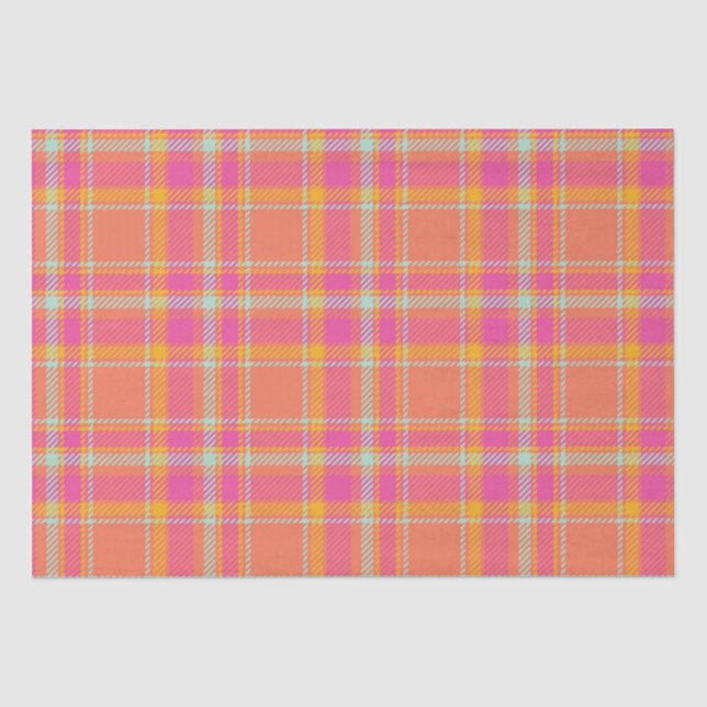 Kariert mit Orange und Blau   Seidenpapier (Vorderseite)