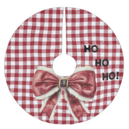 Kariert mit Red Bow Polyester Weihnachtsbaumdecke