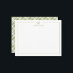 Kariert Mitteilungskarte<br><div class="desc">Erleben Sie einen beruflichen Look mit unseren formellen und eleganten personalisierten Schreibwarenkarten, die Ihr Monogramm und Ihren Namen in Sans Serif Schriftart mit elegantem, offenen Schriftart, auf der Karte umkehren Sie ein Bauernhaus inspiriert schicken karierten Hintergrund in grün und weiß. Die Farben sind vollständig editierbar Die Monogramm-Initialen und der Name...</div>