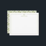 Kariert Mitteilungskarte<br><div class="desc">Erleben Sie einen beruflichen Look mit unseren formellen und eleganten personalisierten Schreibwarenkarten, die Ihr Monogramm und Ihren Namen in Sans Serif Schriftart mit elegantem, offenen Schriftart, auf der Karte umkehren Sie ein Bauernhaus inspiriert schicken karierten Hintergrund in grün und weiß. Die Farben sind vollständig editierbar Die Monogramm-Initialen und der Name...</div>