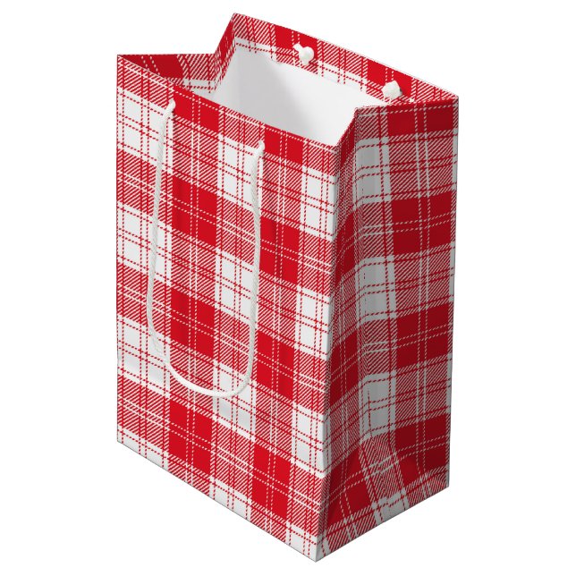 Kariert Mittlere Geschenktüte (Vorderseite Schrägansicht)